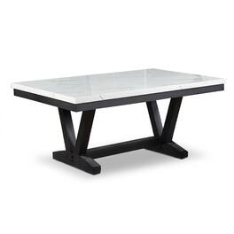 Loheer - Rectangular Faux Marble Dining Table Six Seat 72 Inch - Antique Black