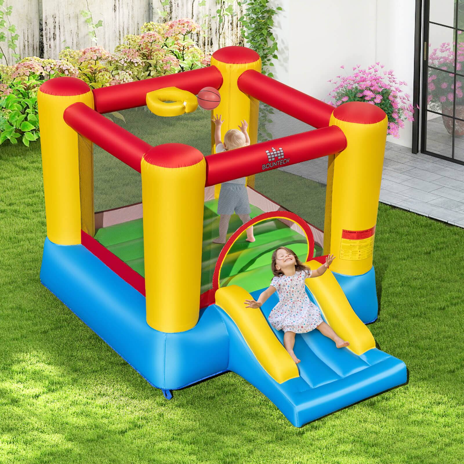Alt View 1. Costway - Costway 3-in-1 Inflatable Bounce House with Slide&Basketball Hoop,480W Blower for Backyard - Multicolor.