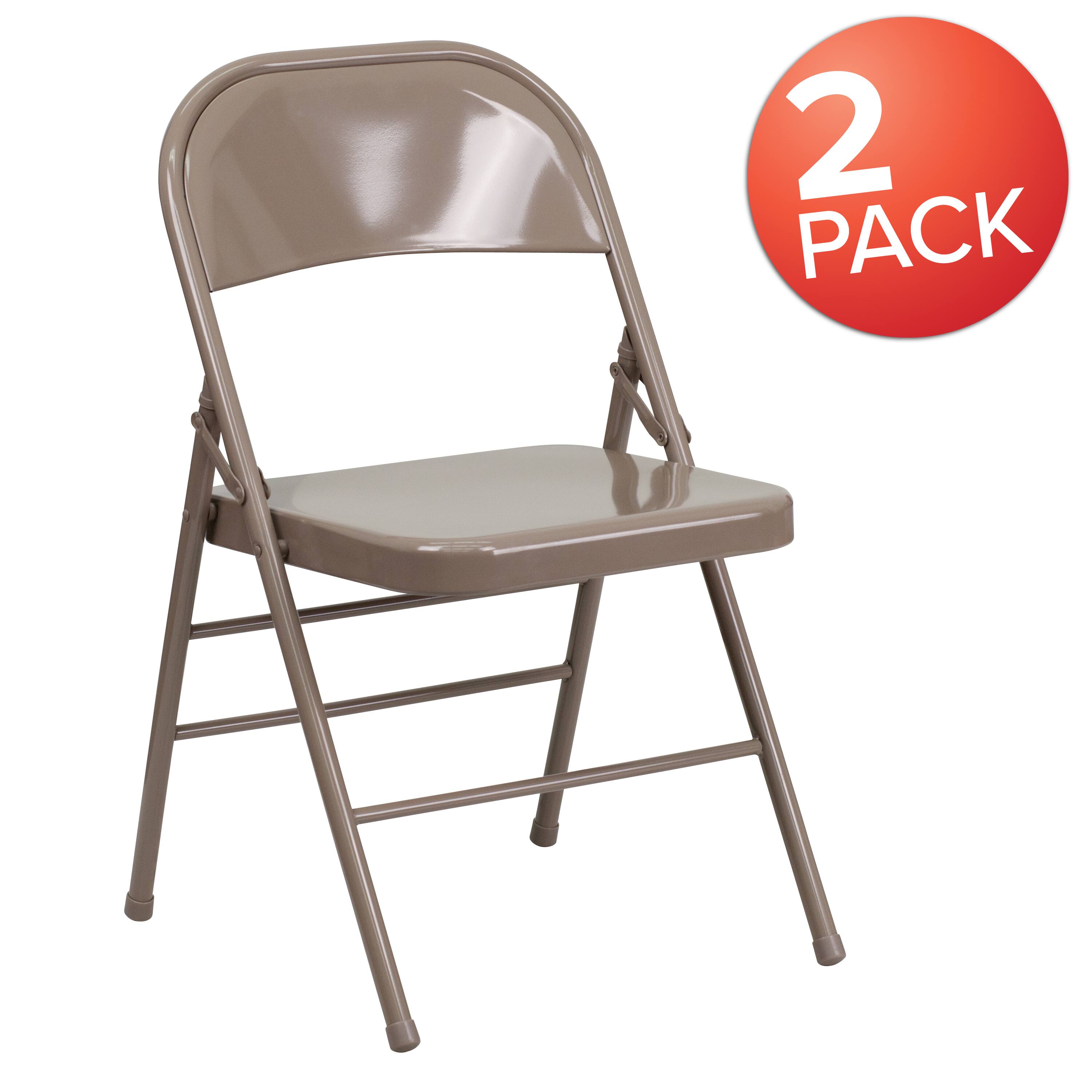 Alt View 1. Emma + Oliver - 2 Pack Home & Office Portable Party Events Steel Metal Folding Chair - Beige.