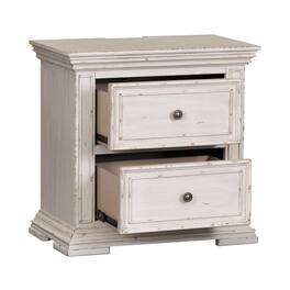 Liberty Furniture Industries - Big Valley Bedside Chest w/ Charging Stationstone w/ Heavy Distressing - White