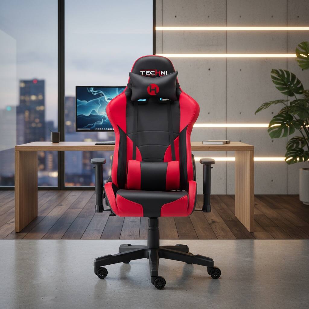 Alt View 5. Forest'nSky - Techni Sport Office & PC Gaming Chair, Red - Red.