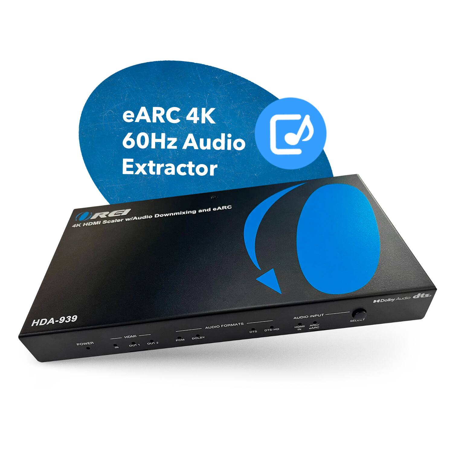 eARC 4K 60Hz Audio Extractor and eARC with Audio Downmixing HDMI Sealer 4K HDA-939 POWER SEA PAE. AUDIO FORMATS: DTS, PU, PEMA, NSEY, AUDIO INPUT: srta, NUS.