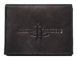 Rico Industries - Houston Rockets NBA Distressed Look Embossed Logo Black Leather Trifold Wallet - Multi