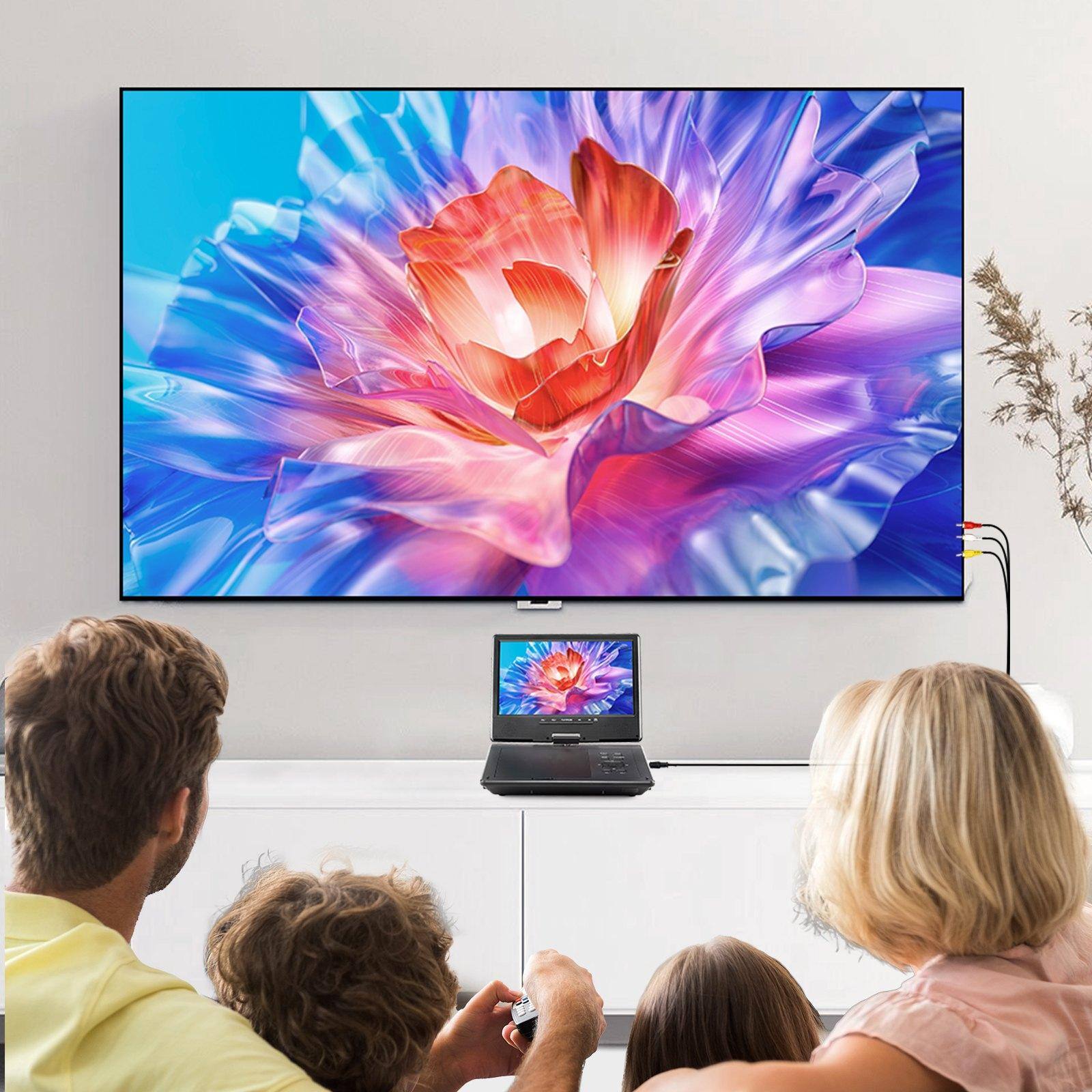 Alt View 1. Glintex - Portable DVD Player 9" HD Swivel Screen, 4H Battery, Dual Speakers, USB SD CD DVD, TV Sync, Car Charger, Remote.