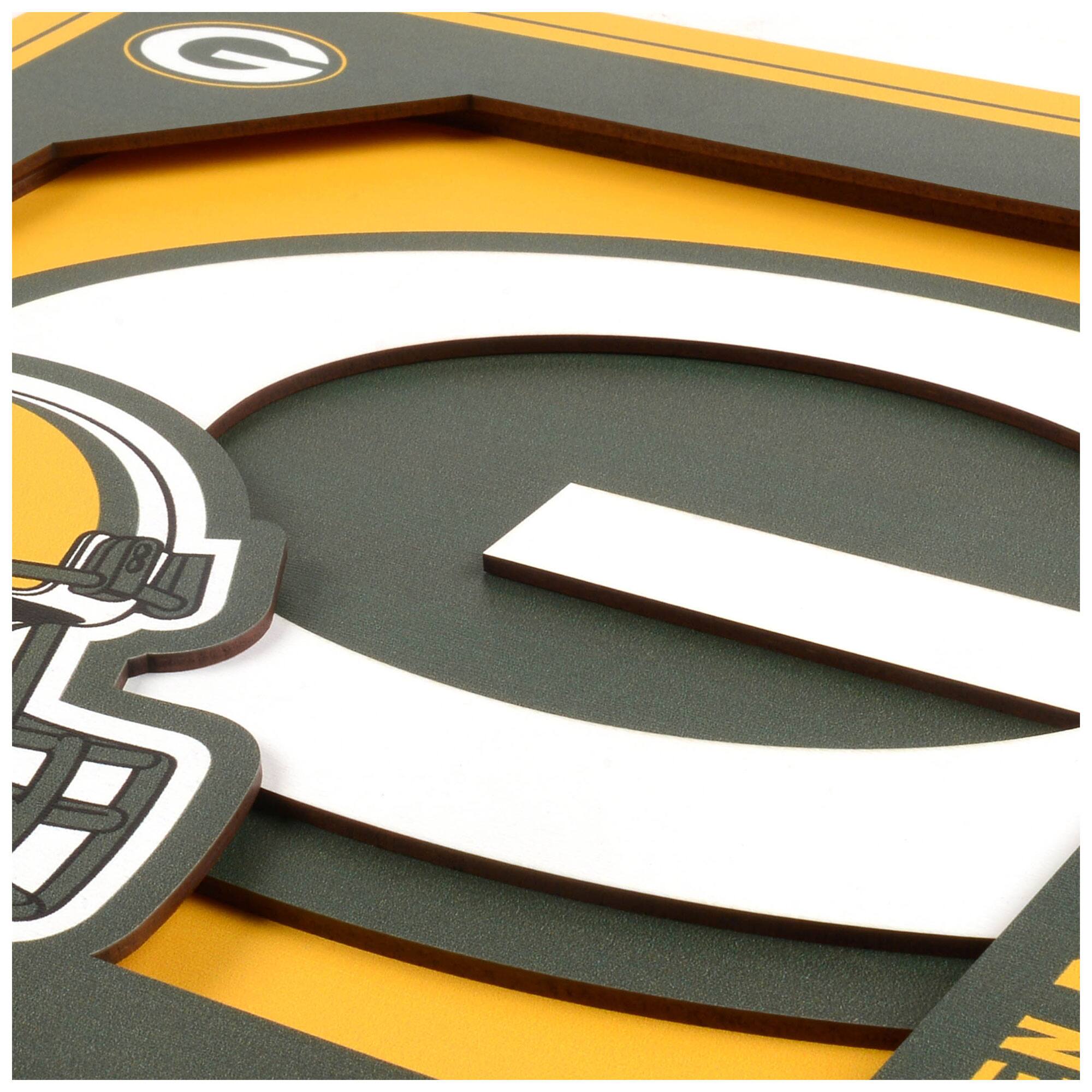 Alt View 1. YouTheFan - Green Bay Packers 12'' x 12'' 3D Logo Wall Art - Multicolor.