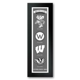 Sporticulture - Wisconsin Badgers Framed 12" x 36" Logo Heritage Art Print - Multicolor