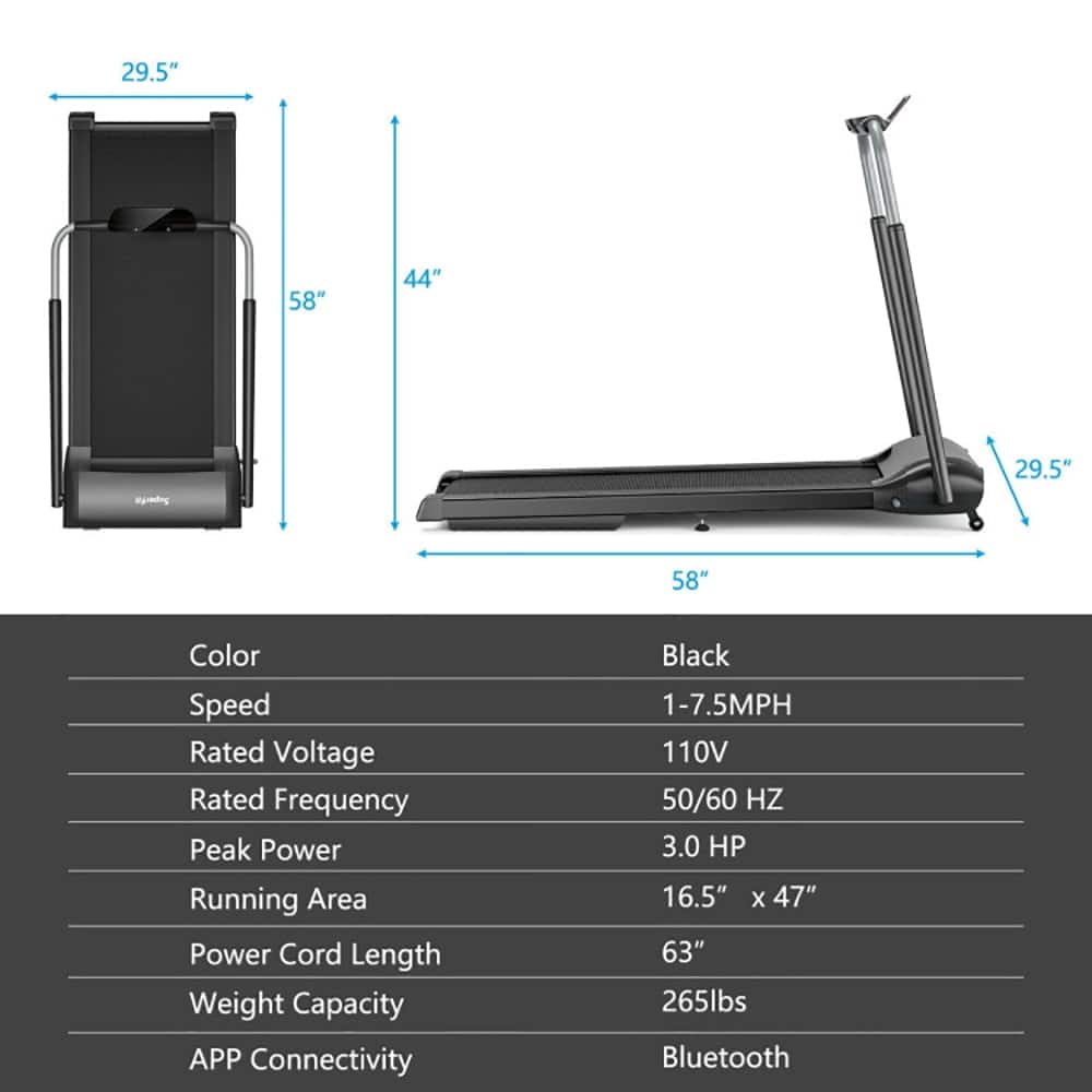 Kadyn - Treadmill, Electric Treadmill, Walking Jogging Machine,Compact Folding Treadmill with Touch Screen APP Control - Black