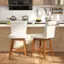 Alt View 4. Costway - 27" Swivel Bar Stools Set of 4 with Rubber Wood Legs Upholstered Linen Bar Chairs - Beige/Natural.