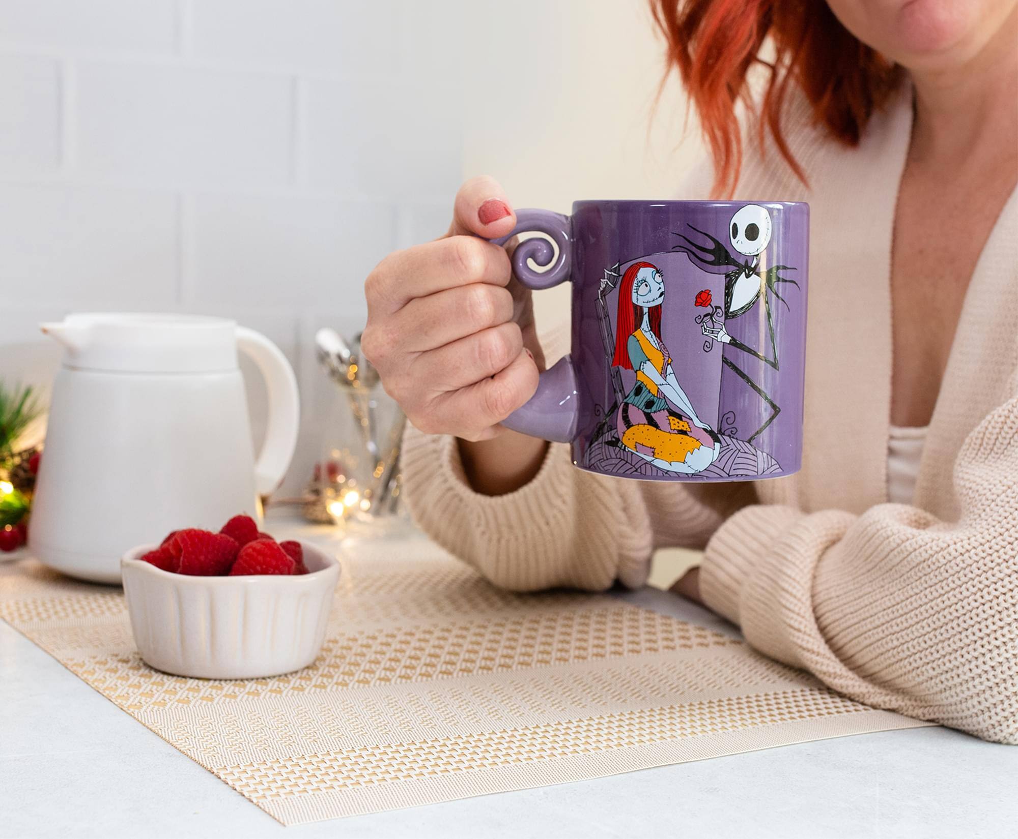 Alt View 4. Disney - Disney The Nightmare Before Christmas Jack & Sally Spiral Handle Ceramic Mug - Purple.