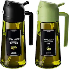Schertz - 16oz Olive Oil Dispenser - Black & Green, 2-in-1 Spray/Pour for Cooking & Air Fryer