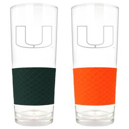 Great American Products - Miami Hurricanes 22oz. Logo Score Pint Glass Two-Piece Set - Multicolor