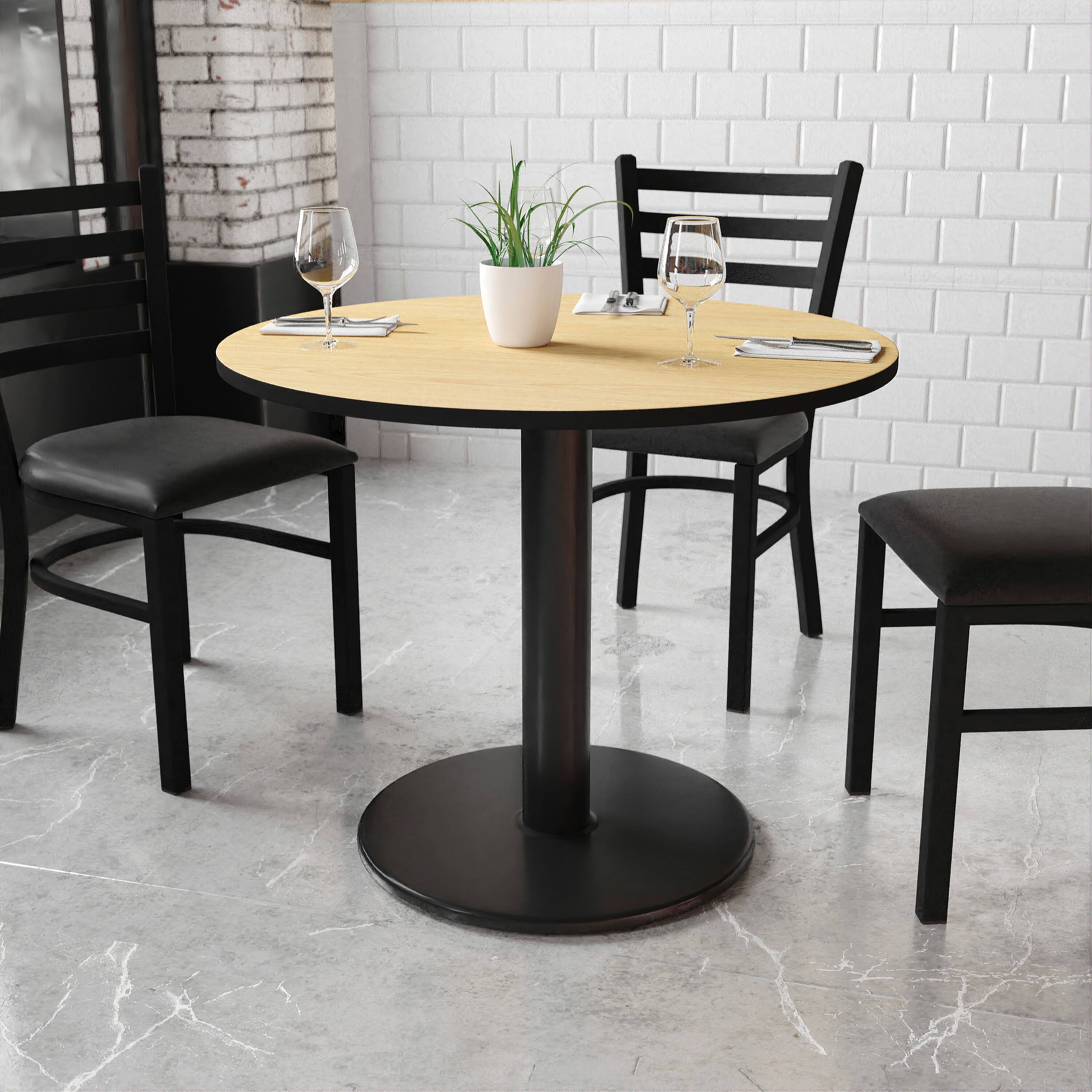 Angle. Flash Furniture - Graniss 36'' Round Natural Laminate Table Top with 24'' Round Table Height Base - Natural.