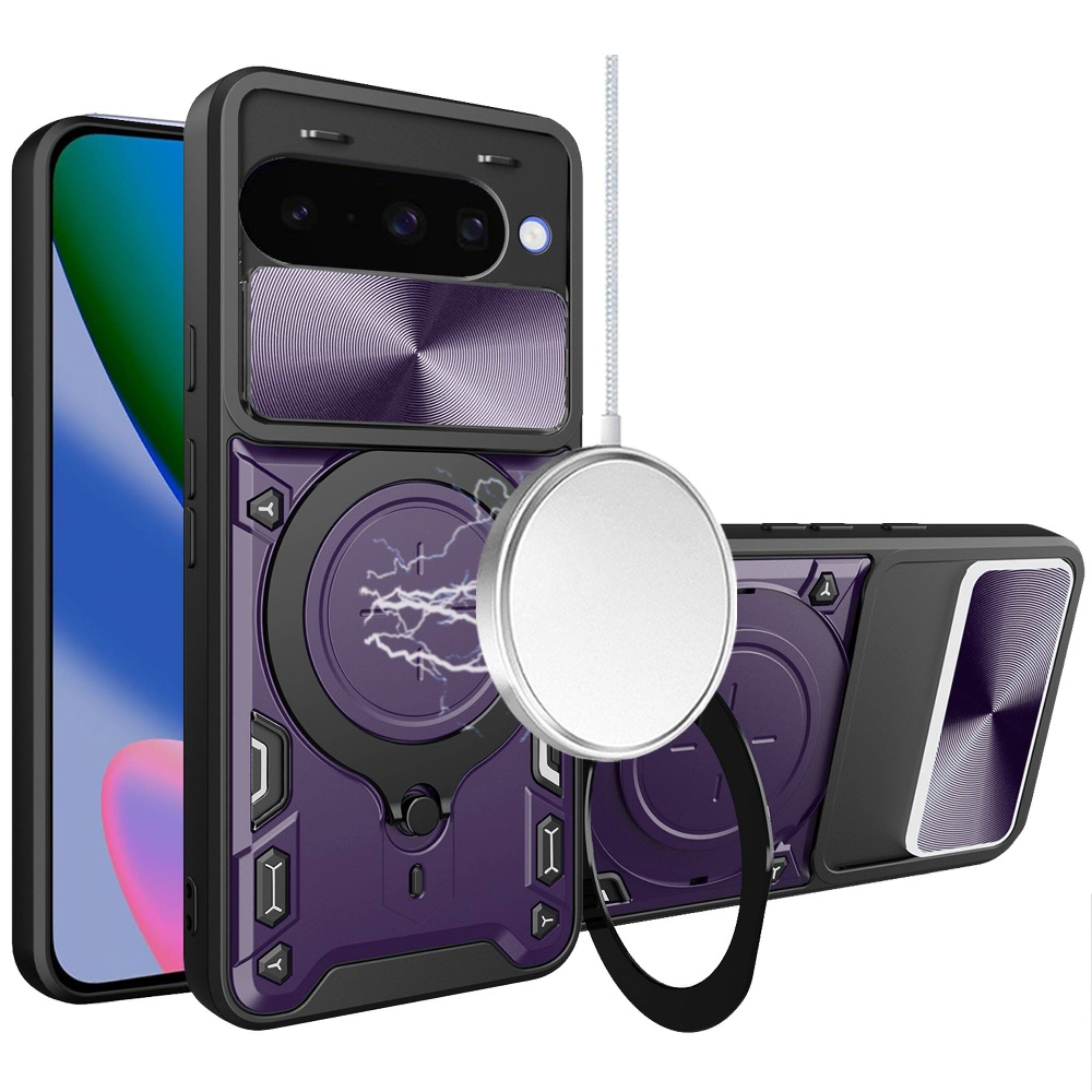 Front. Kitcheniva - Magnetic Ring With Lens Cover Plus Tempered Glass For Google Pixel 11 Pro XL Dark Purple - Dark Purple.