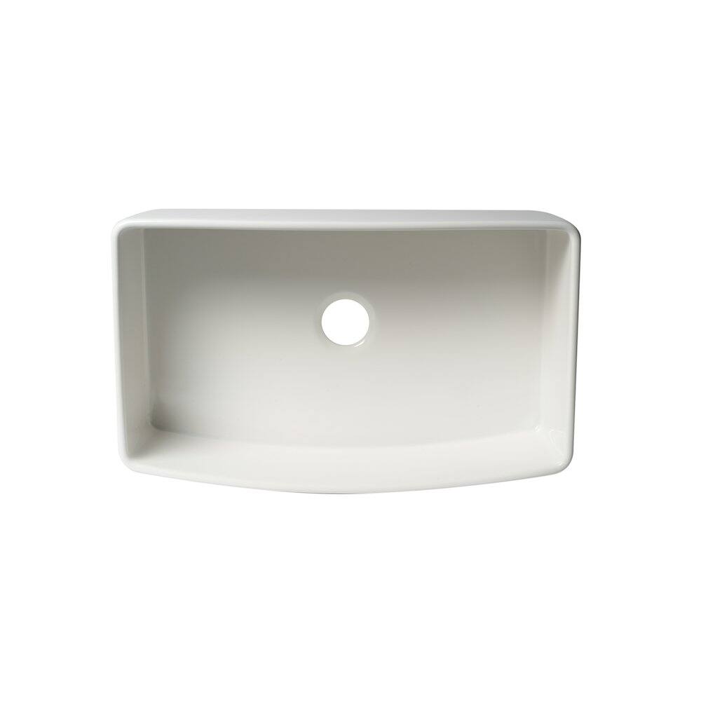 Alt View 3. Alfi - ALFI brand ALFI Brand White Smooth Curved Apron 33 x 20 Single Bowl Fireclay Farm Sink - White.
