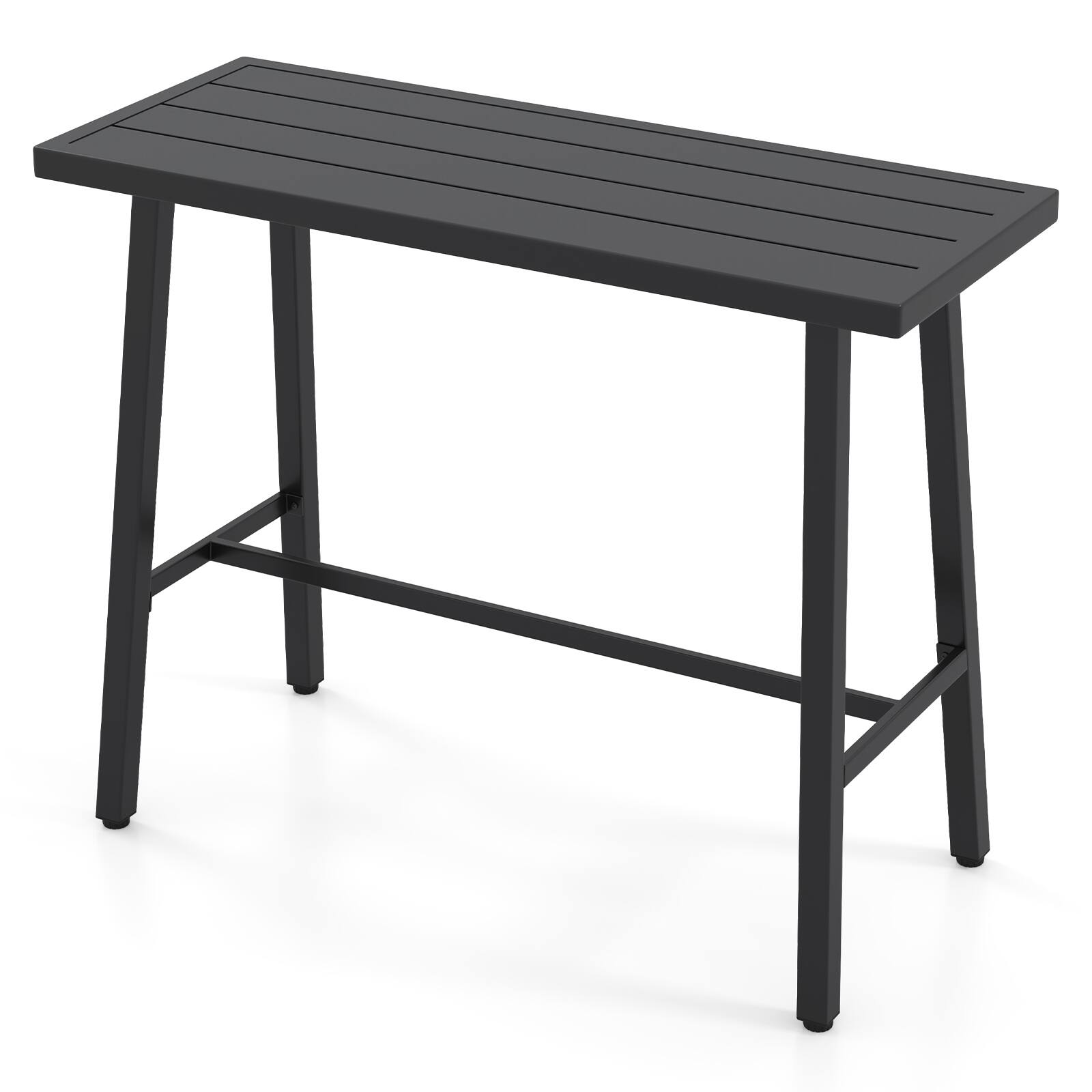 Alt View 9. Gymax - Gymax Metal Frame Rectangle Dining Table Accommodates 4-6 People w/ Foot Pedal - Black.