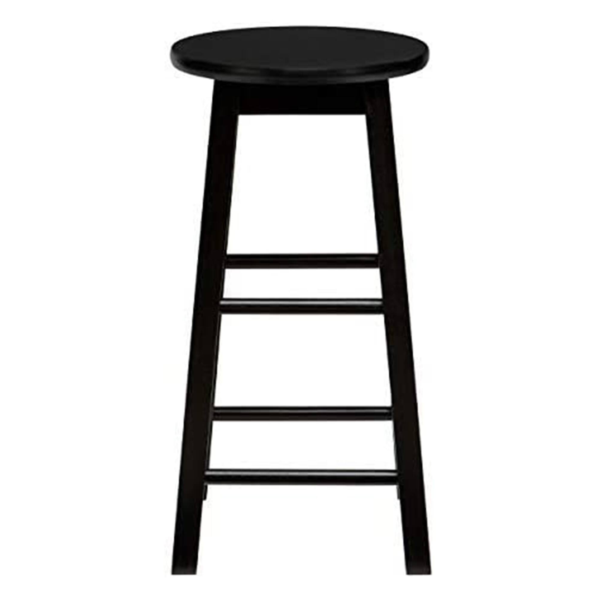 Alt View 4. PJ Wood - PJ Wood Classic Round-Seat 29 Inch Tall Kitchen Counter Stools, Black, Set of 2 - Black.
