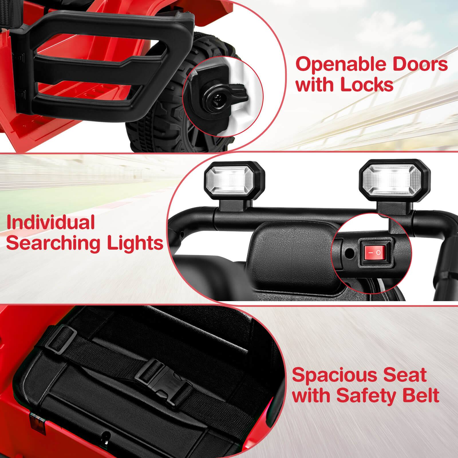 - Openable Doors with Locks
- Individual Searching Lights
- Spacious Seat with Safety Belt