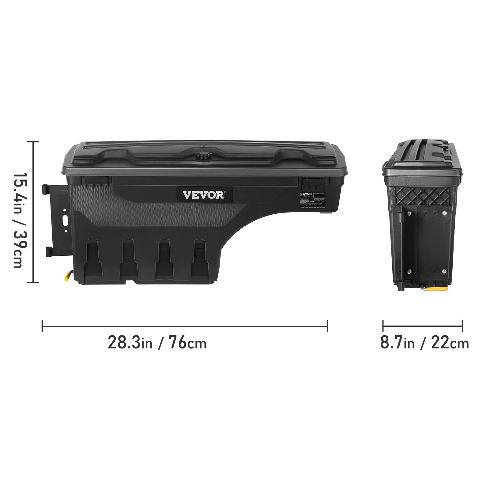 15.4in / 39cm  
28.3in / 76cm  
8.7in / 22cm