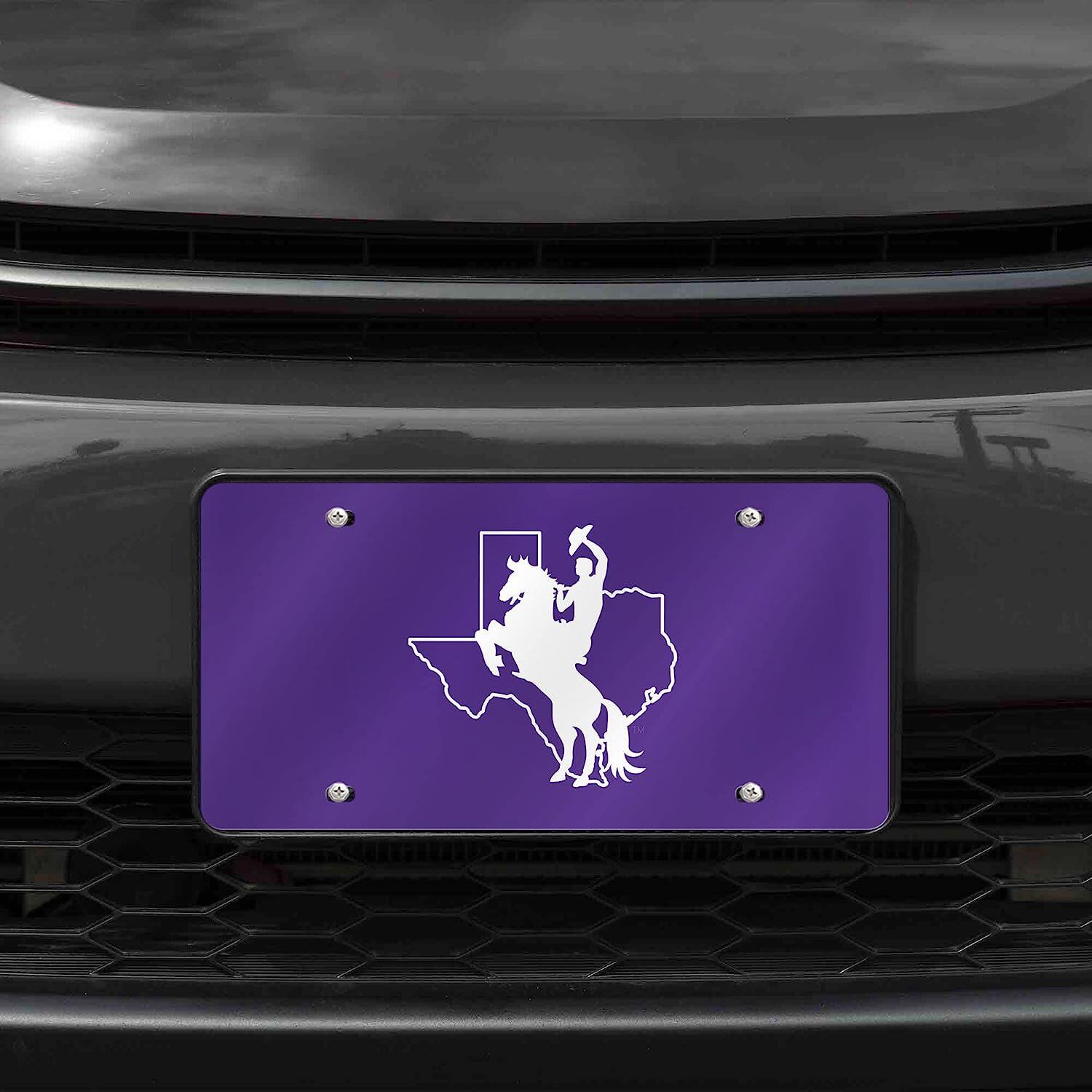 Alt View 1. Rico Industries - Tarleton State Texans Purple Mirrored Laser Cut License Plate Laser Tag - Multi.