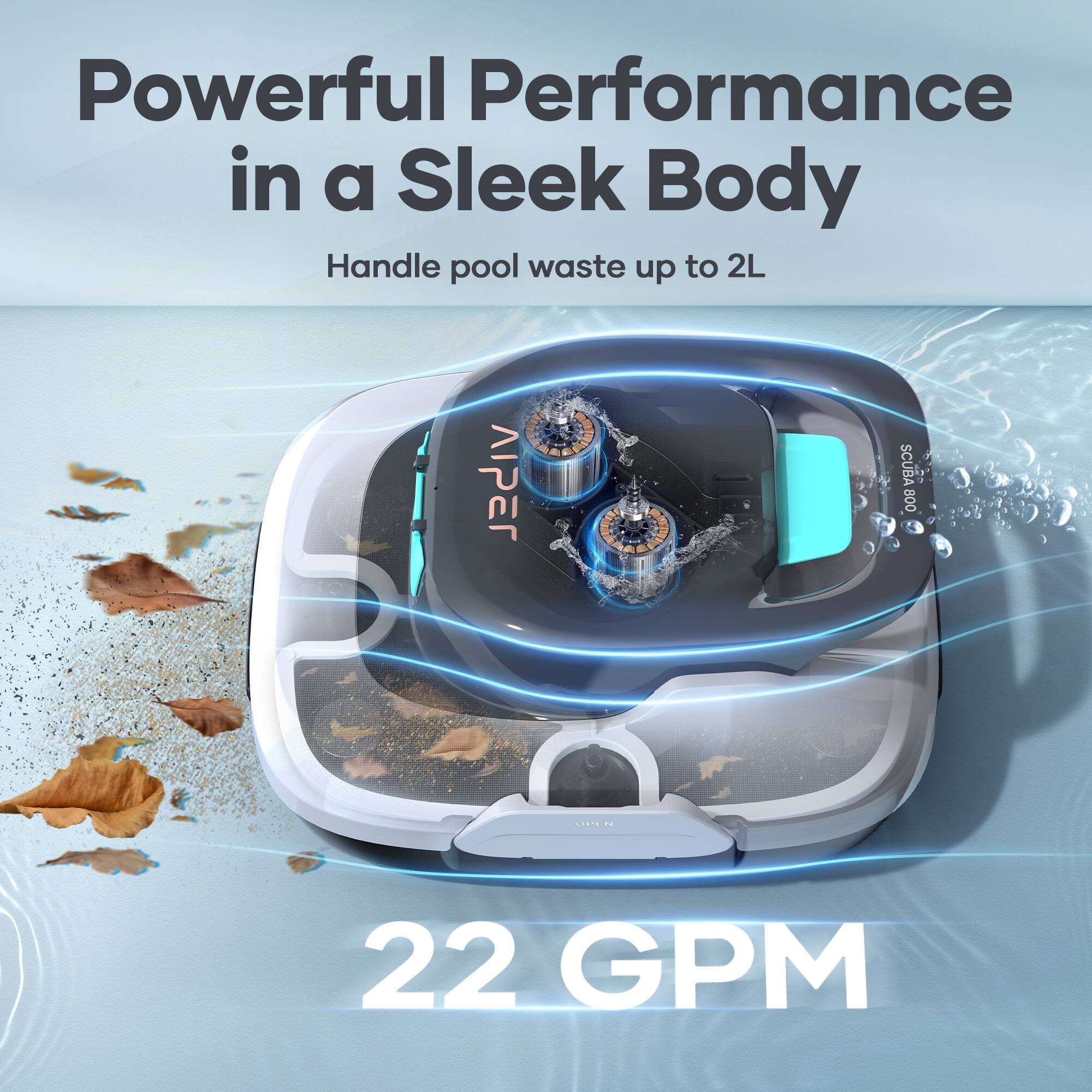 Powerful Performance in a Sleek Body: Handle pool waste up to 2L IPEr SCBA 800 . 22 GPM