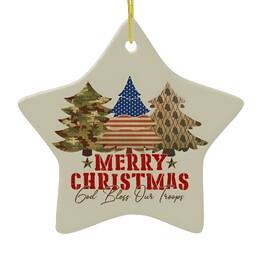 OrnamentallyYou - God Bless Our Troops American Military Christmas Ornament - Multi-colored