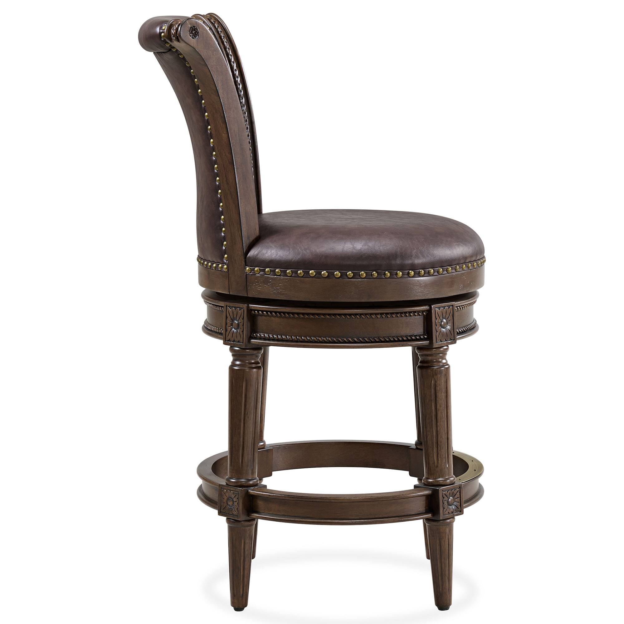 Alt View 5. ROME + OAK - ROME + OAK Runyan Counter Stool, Dark Walnut Finish, Vintage Brown Vegan Leather - Dark Walnut/Brown.