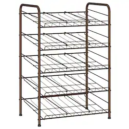 Oumilen - 5-Tier Brown Metal Can Organizer Rack, Rolling Can Storage Holder for Kitchen Pantry Cabinet - Brown