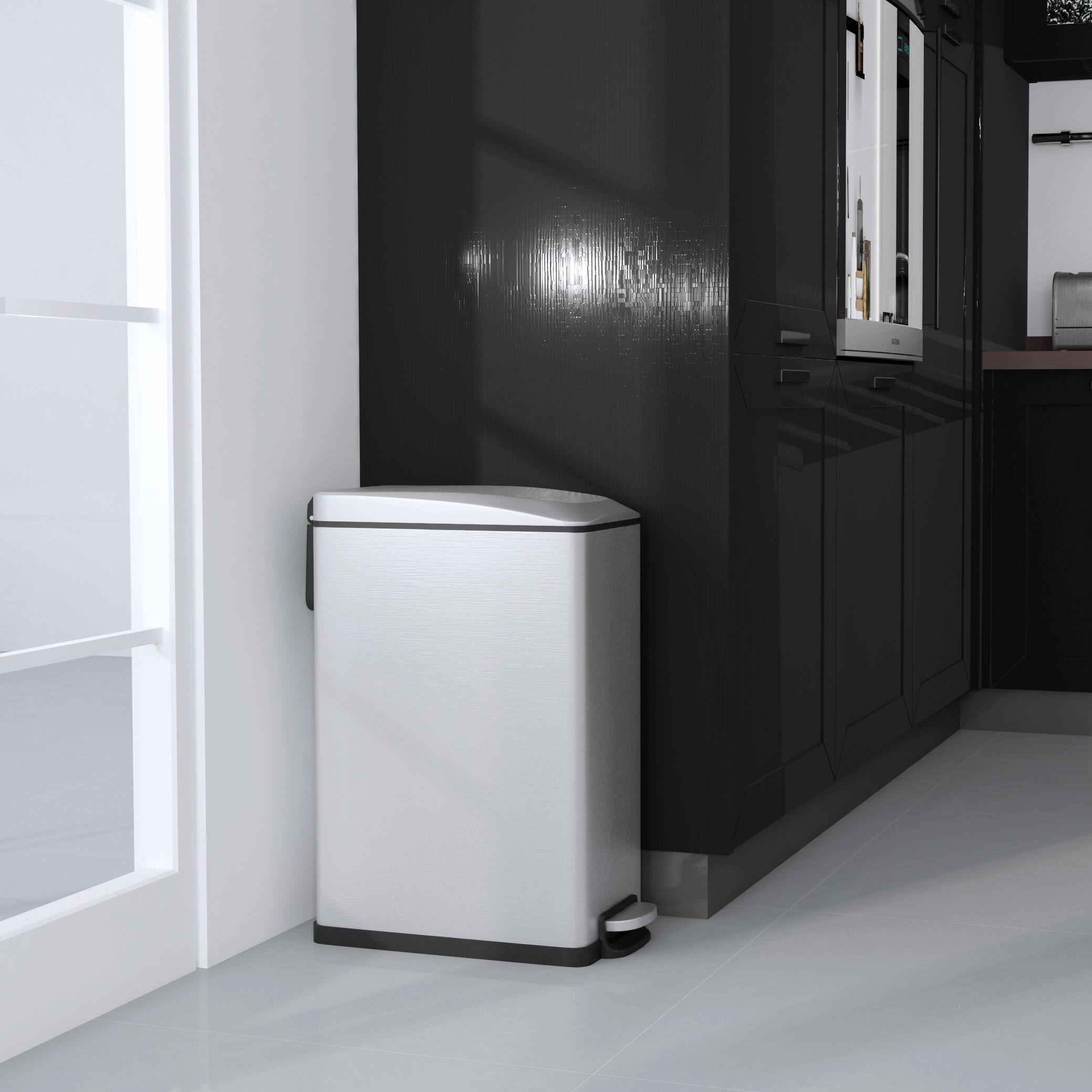 Alt View 7. Innovaze - 2.6 Gal./10 Liter Slim Stainless Steel Step-on Trash Can for Bathroom and Office - Sliver.