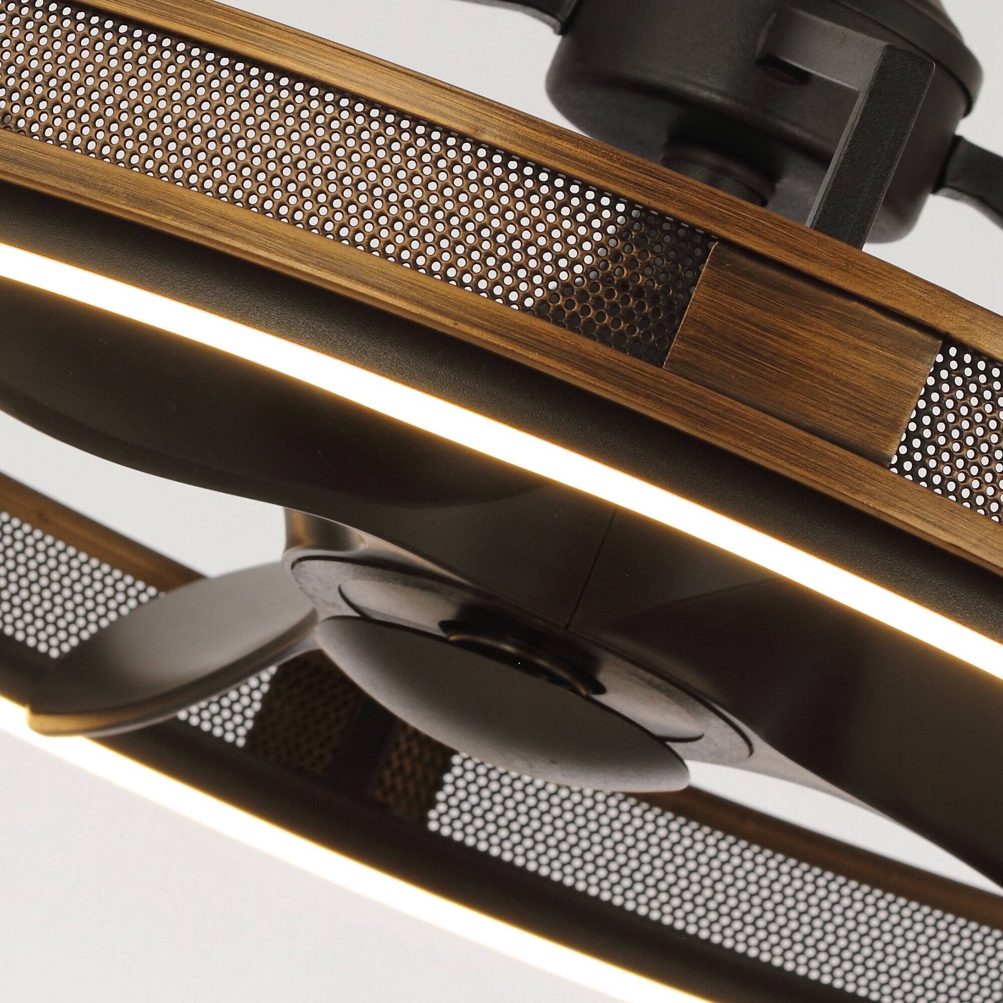 Alt View 8. Parrot Uncle - 27" Industrial Metal LED Ceiling Fan with Remote Control - Brass.