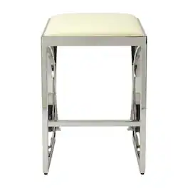 Starlight Canyon Home - Pedestal Counter Stool with Footrest, Modern Contemporary Dining Room Chair - Silver