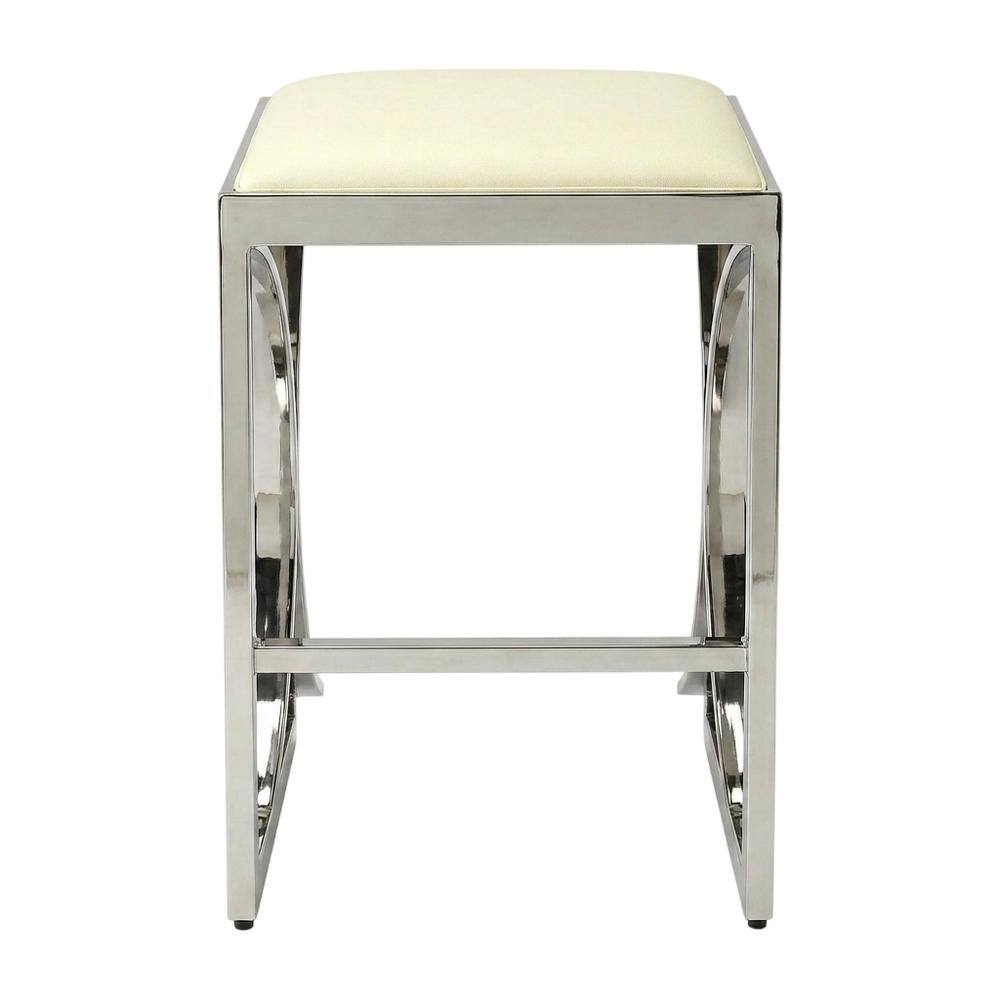 Front. Starlight Canyon Home - Pedestal Counter Stool with Footrest, Modern Contemporary Dining Room Chair - Silver.