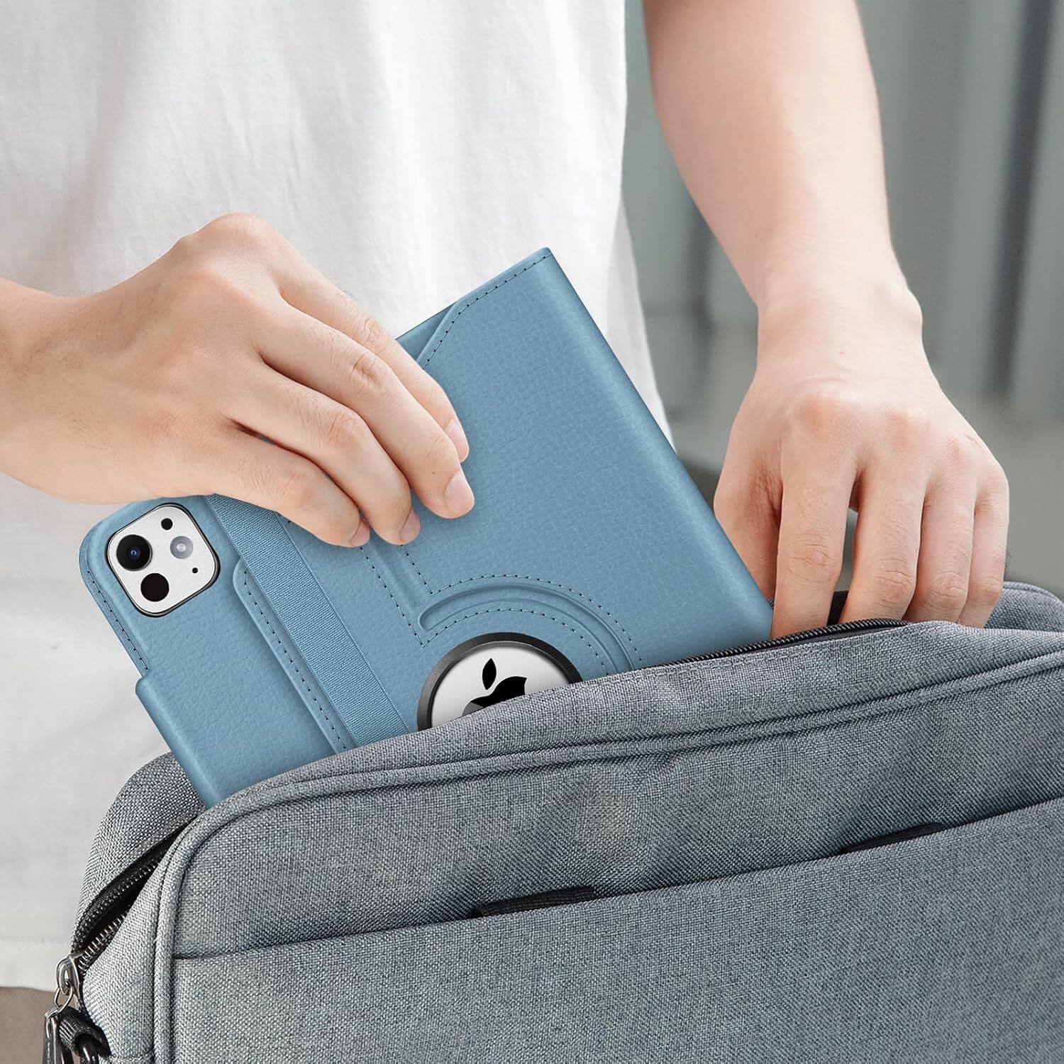Alt View 5. Fintie - Rotating Case for iPad Pro 11-inch (M5) 2025 / (M4) 2024 | Portrait & Landscape Viewing Swivel Smart Stand Cover - Ocean Blue.