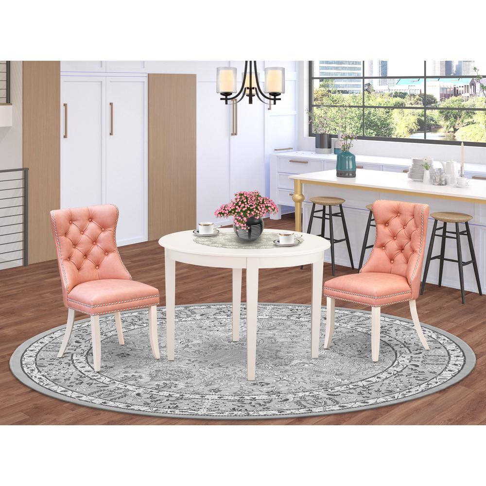 Alt View 3. East West Furniture - 3 Piece Dining Table Set - White.