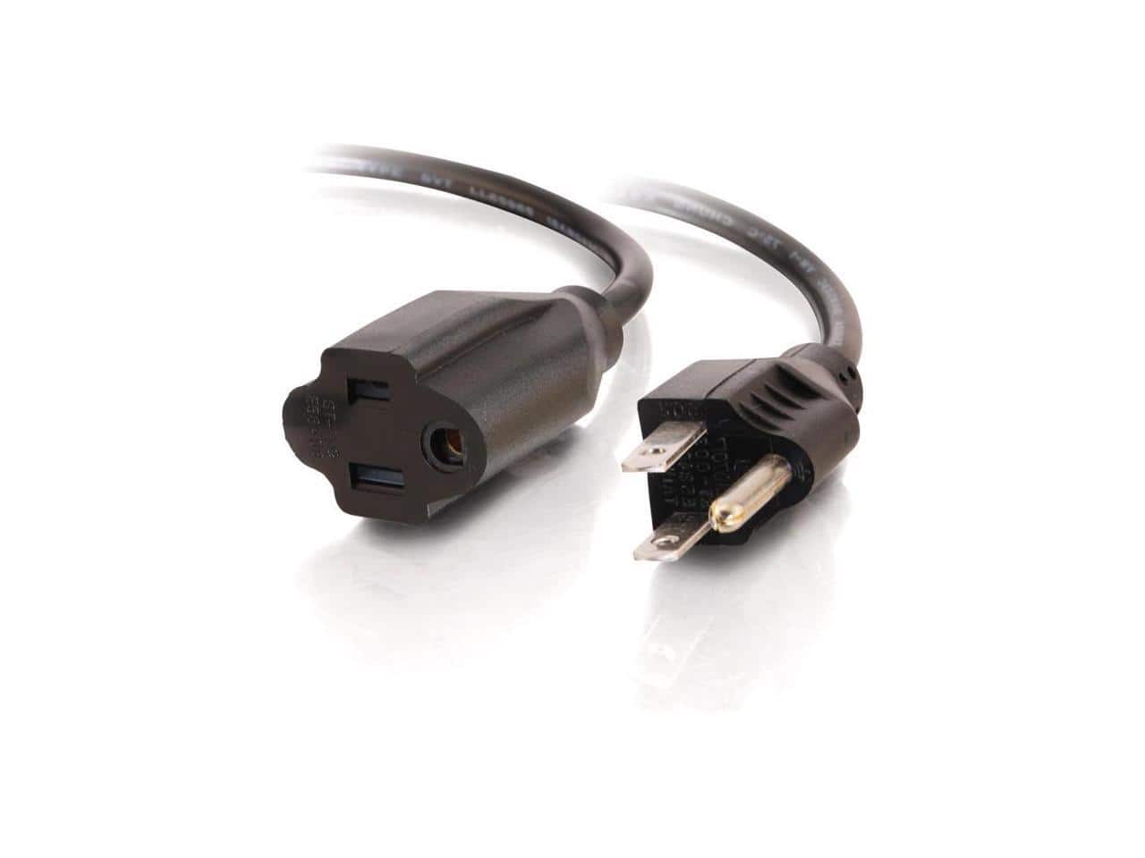 Cables to Go - C2G 03115 18 AWG Power Extension - NEMA 5-15P to 5-15R, TAA, Black (6 Ft)