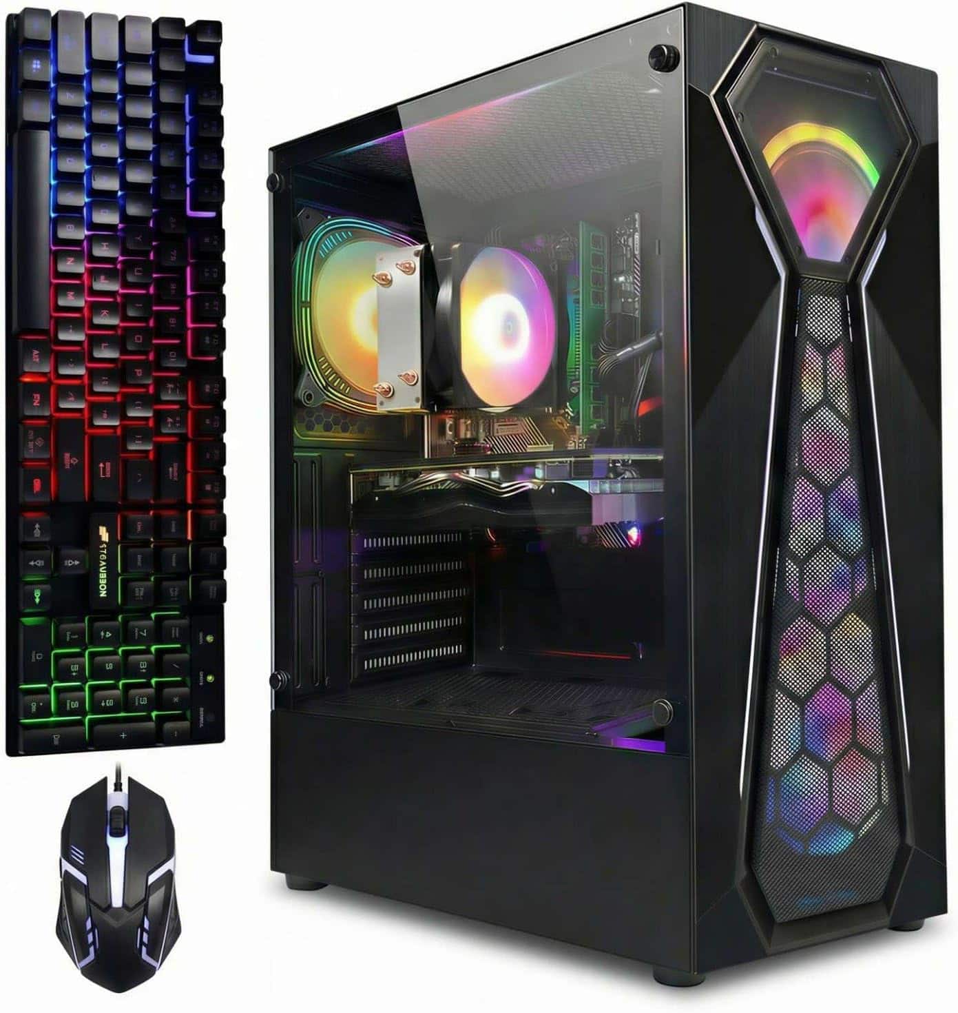 STGAubron - Gaming Desktop PC, Intel Core i5 up to 3.6G, Radeon RX 5700 8G, 16GB RAM, 512GB SSD, WiFi, BT 5.0, Win11 Home - Black