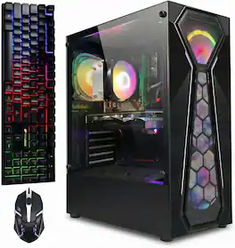 STGAubron - Gaming Desktop PC, Intel Core i5 up to 3.6G, Radeon RX 5700 8G, 16GB RAM, 512GB SSD, WiFi, BT 5.0, Win11 Home - Black