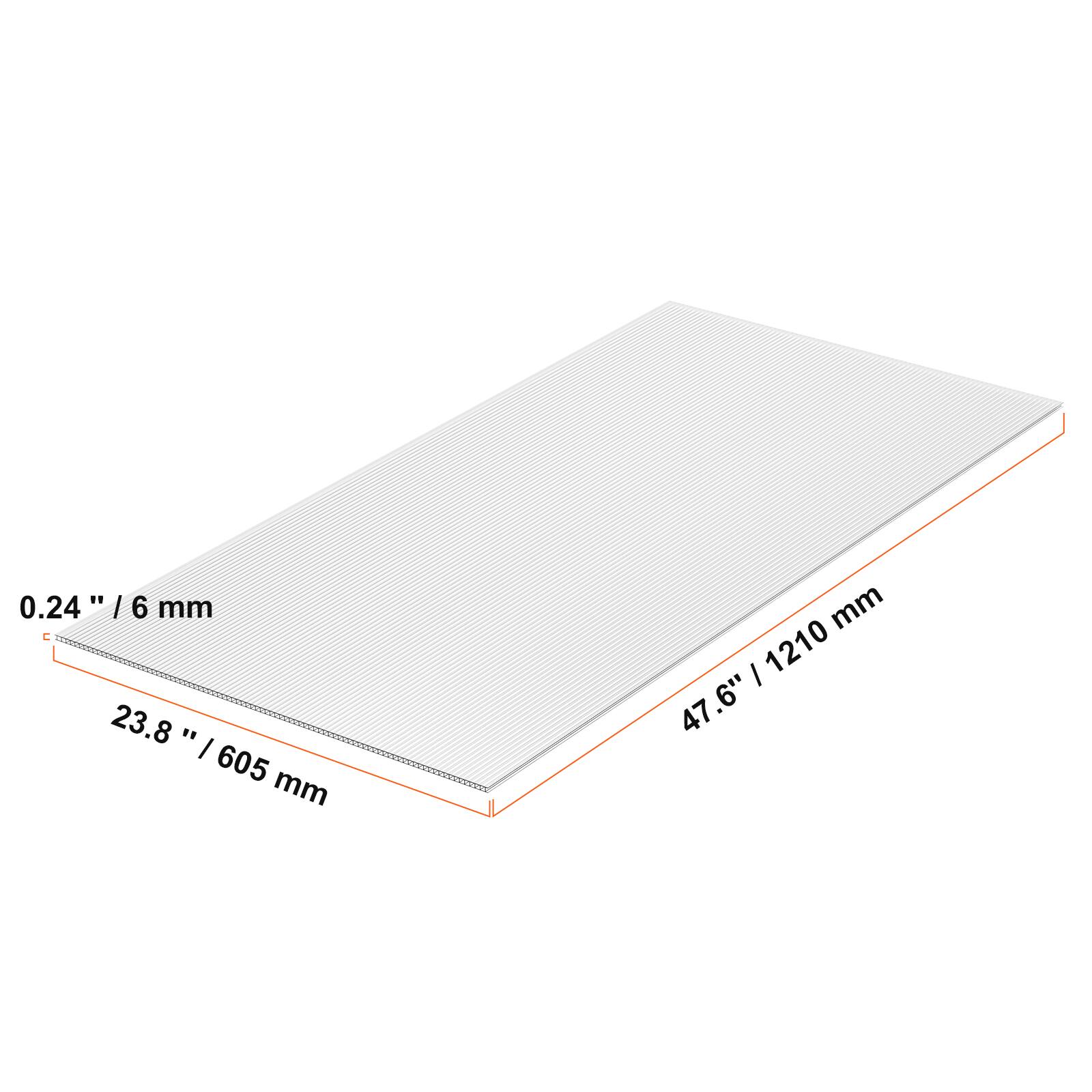 0.24" / 6 mm  
23.8" / 605 mm  
47.6" / 1210 mm
