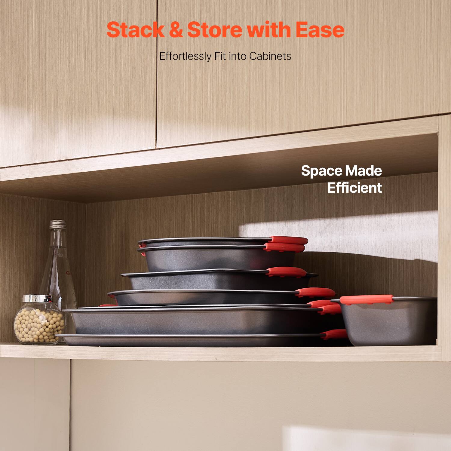 Stack & Store with Ease  
Effortlessly Fit into Cabinets  

Space Made Efficient