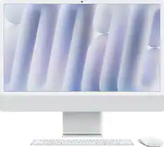 Front. Apple - iMac 24-inch All-in-One - M4 chip - Built for Apple Intelligence - 10 Core CPU - 10 Core GPU - 24GB Memory - 512GB SSD - Silver.