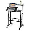 Front. Costway - Costway Mobile Stand up Computer Desk Rolling Standing Laptop Cart Black - Black.