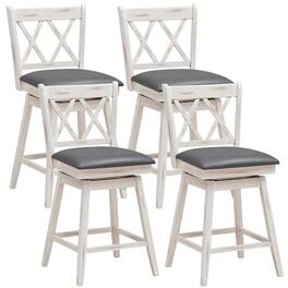 Gymax - Set of 4 Barstools Swivel Counter Height Chairs w/Rubber Wood Legs - Antique White