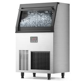 Coolake - Air Cooled Commercial Under Counter Ice Maker Machine 200lbs/24H with 50lbs Storage| Cube Ice Stainless Steel - Silver