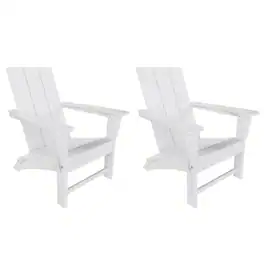 WestinTrends - Ashore Modern Outdoor Folding Adirondack Chair (Set of 2) - White