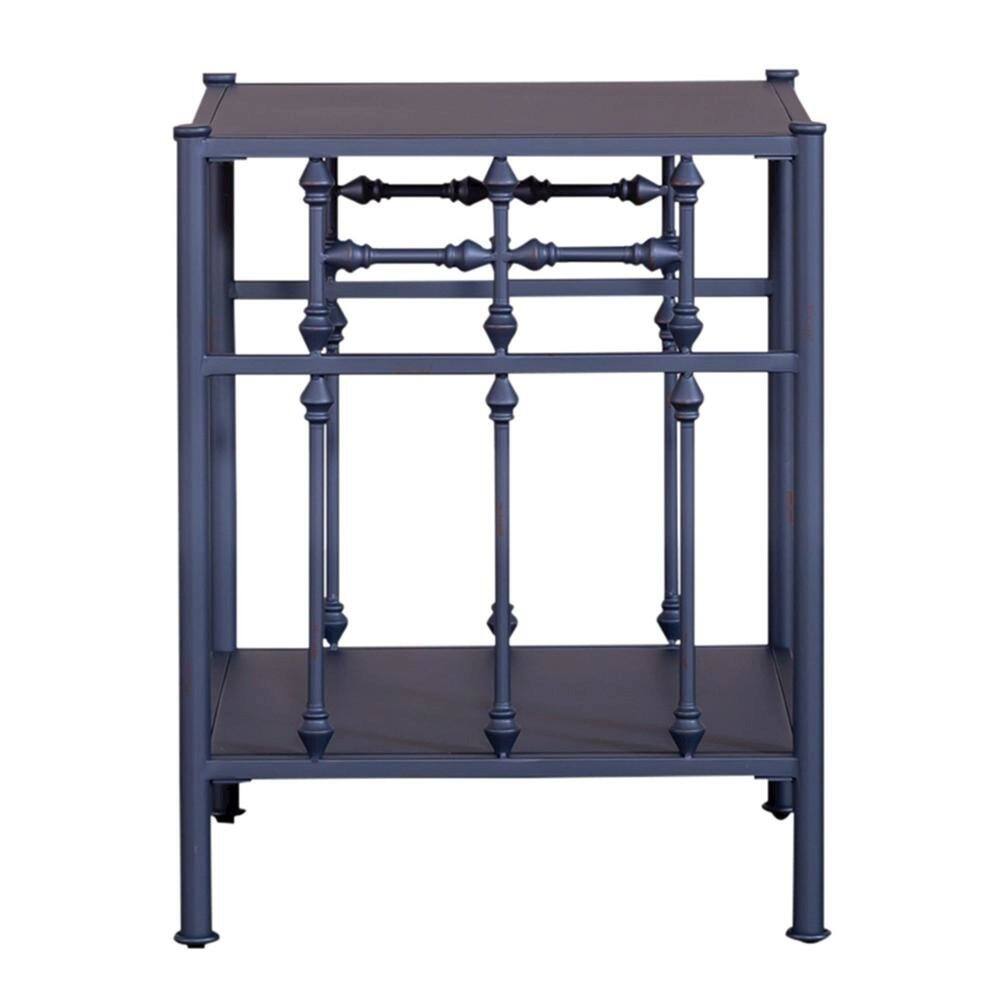 Left. Starlight Canyon Home - Navy Metal Nightstand – Stylish Metal Side Table for Bedroom or Living Room - Black.