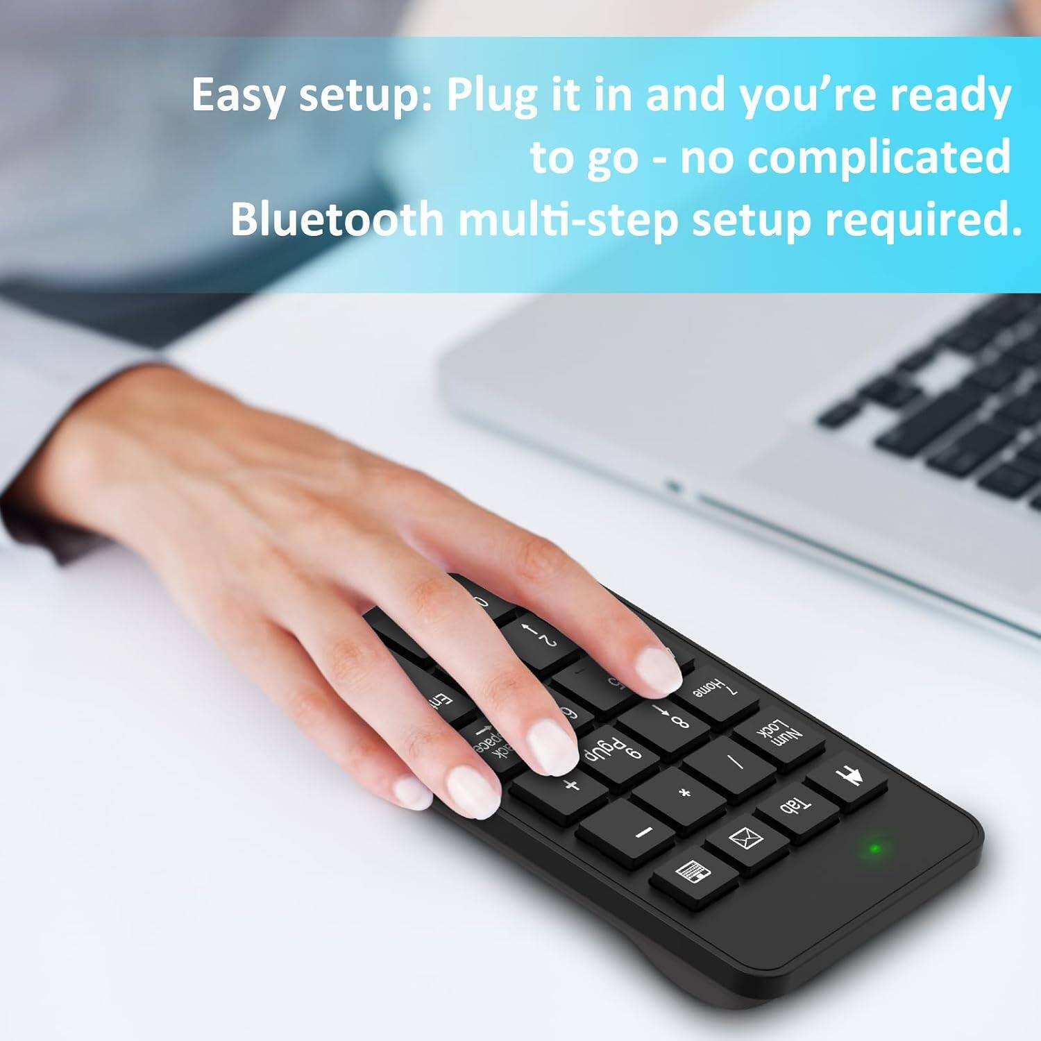 Core Tech Wireless 23 Key Numeric Keypad with USB & Type C Adapter ...