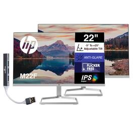 HP - 22" FHD IPS Monitor, Anti-Glare, 300 nits Brightness, Flicker Free, AMD FreeSync, HDMI & DKZ Hub, 2 Pack - Black/Silver