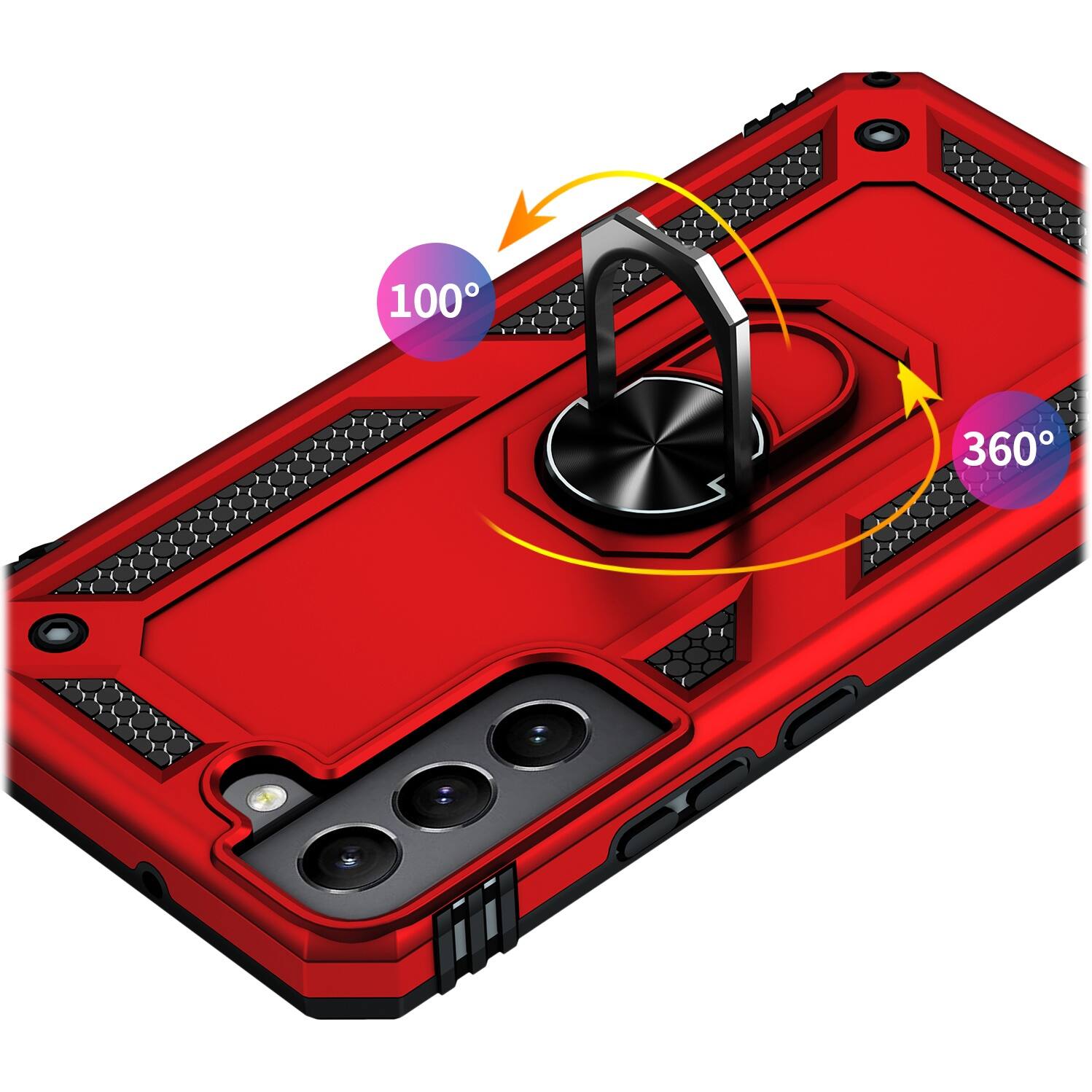 Alt View 14. SaharaCase - Military Kickstand Series Case for Samsung Galaxy S22+ - Red.