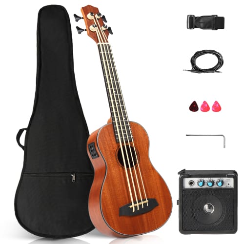 "Winado - 30"" Mahogany 4-String Ukulele Bass Kit With EQ Includes Gig Bag, Strap, Picks, Strings and Cleaning Cloth,5W Speaker - Natural Wood Color" price history on PriceWatchPro
