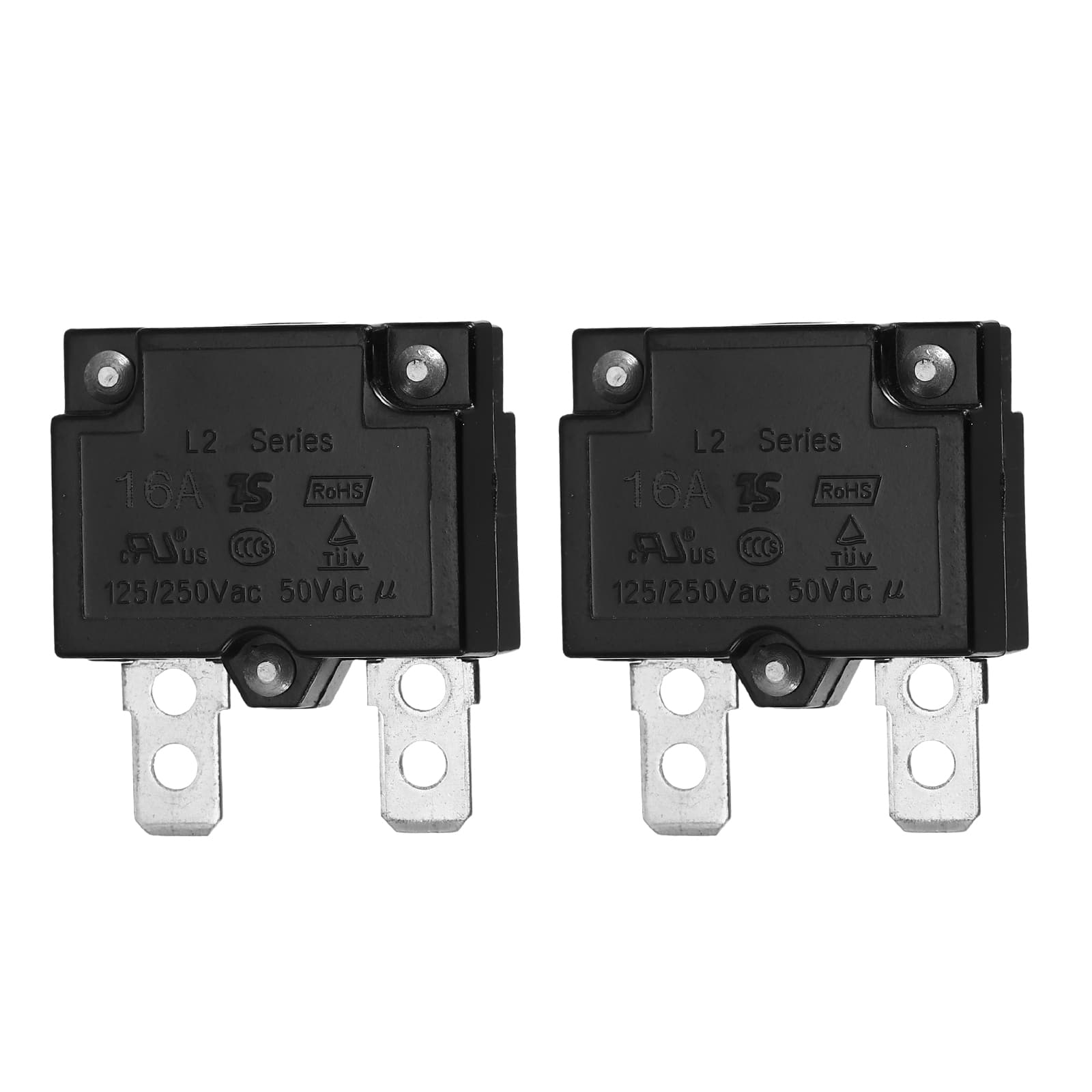 Unique Bargains - 2pcs 16A Push Button Circuit Breaker, 125/250V AC,50V DC, Automatic Reset Thermal Overload Protector for Industrial - Black price history on PriceWatchPro