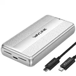 WAVLINK - 40Gbps USB4 PCIe NVMe SSD Enclosure, for 2230/2242/2260/2280 B+M/M-Key PCIe SSD, Tool-Free Installation, Support - Silver